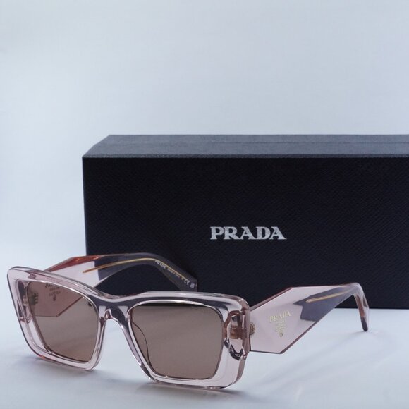 Final Price! Prada PR08YS 19Q10D Transparent Peach/Light Brown Sunglasses - Picture 1 of 10